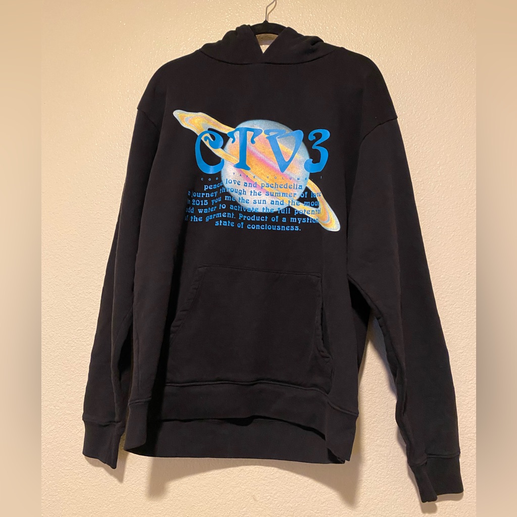 Mens Jaden Smith Ctv3 Black Hoodie With Blue Graphic Size L